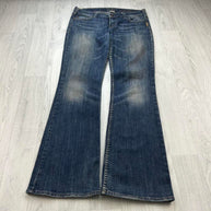 VINTAGE Y2K SILVER LOW RISE BOOTCUT FLARED JEANS NAVY BLUE