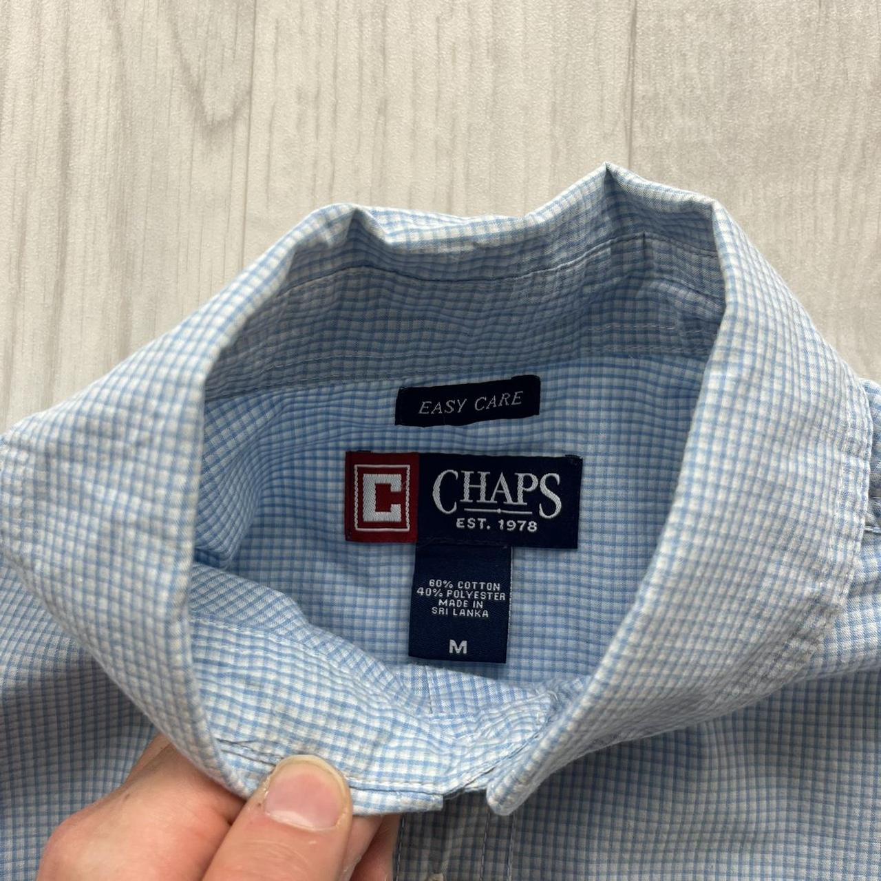 VINTAGE Y2K CHAPS SHORT SLEEVE CHECKERED SHIRT BABY BLUE