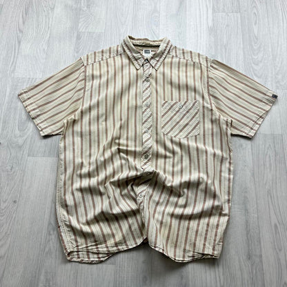 VINTAGE Y2K THE NORTH FACE STRIPED SHORT SLEEVE SHIRT CREAM