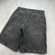 VINTAGE Y2K BLUE RIDGE BAGGY EMBROIDERED JORTS FADED BLACK