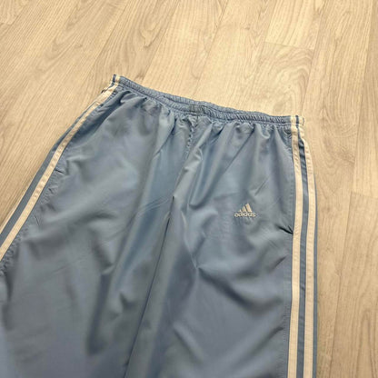 VINTAGE Y2K ADIDAS SIDE STRIPE BAGGY TRACKSUIT BOTTOMS BABY BLUE WHITE (M)