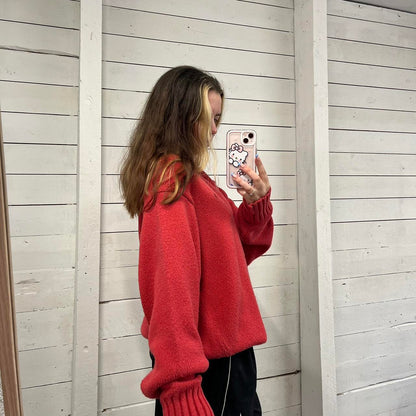 VINTAGE Y2K POLO RALPH LAUREN CHUNKY KNITTED JUMPER RED