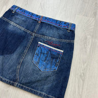VINTAGE Y2K DESIGUAL DENIM ASYMMETRIC MINI SKIRT BLUE