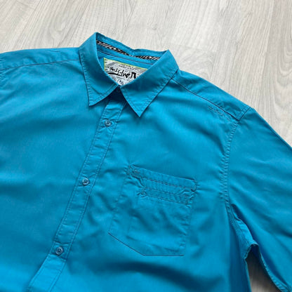 VINTAGE Y2K QUIKSILVER SHORT SLEEVE SHIRT BLUE