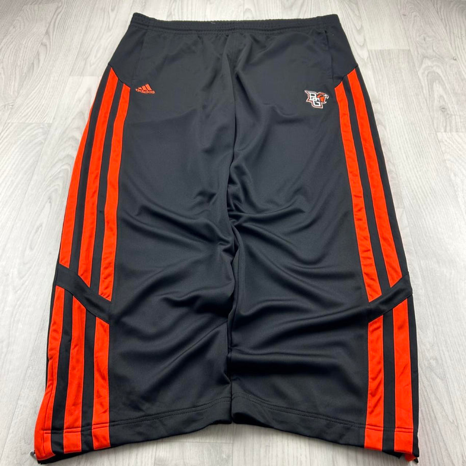 VINTAGE Y2K ADIDAS SIDE STRIPE WIDE LEG TRACKSUIT BOTTOMS BLACK