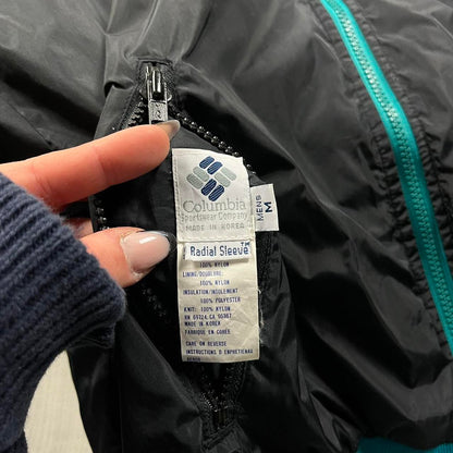VINTAGE 00s COLUMBIA 2 IN 1 REVERSIBLE PUFFER BOMBER JACKET BLACK BLUE