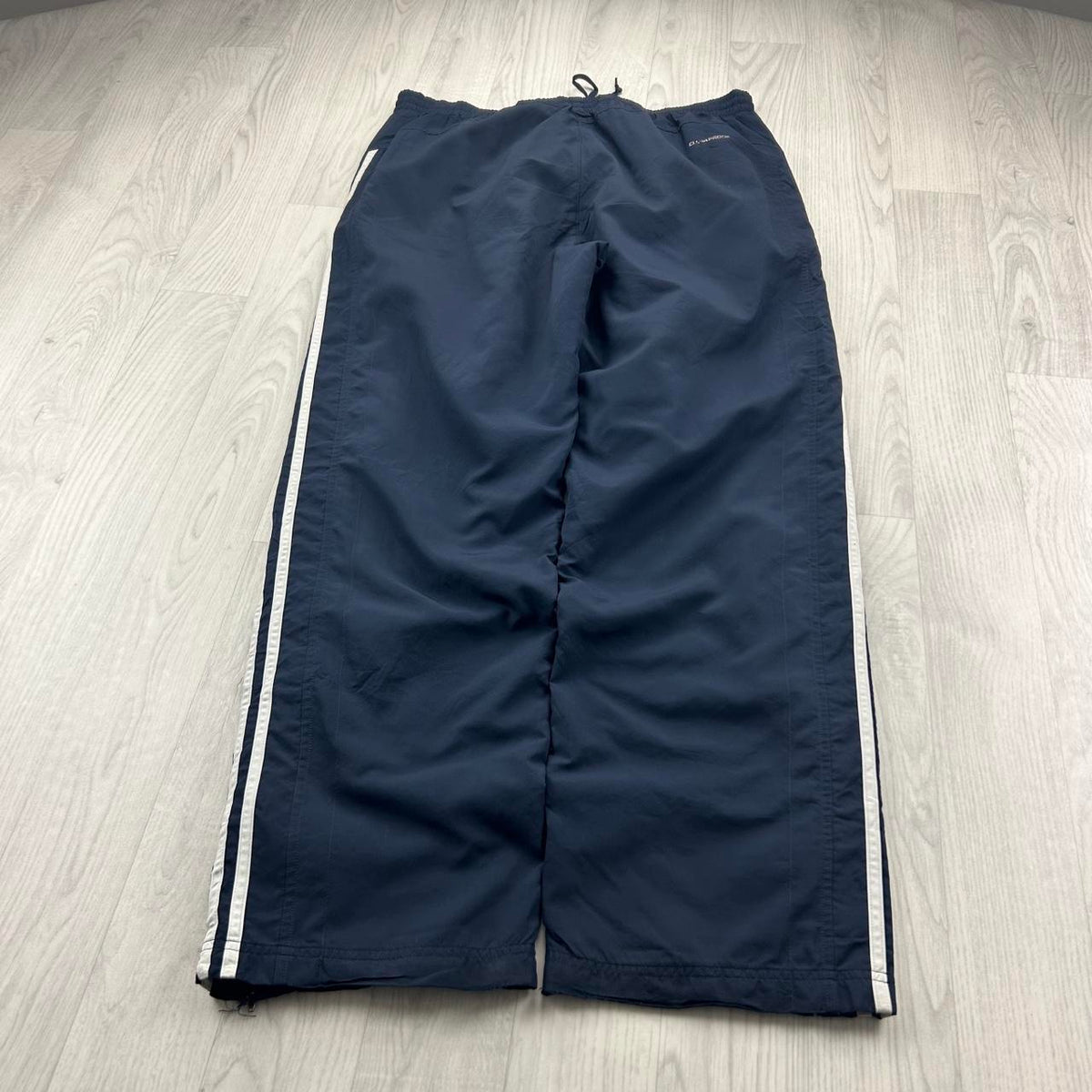 VINTAGE Y2K ADIDAS SIDE STRIPE BAGGY TRACKSUIT BOTTOMS NAVY