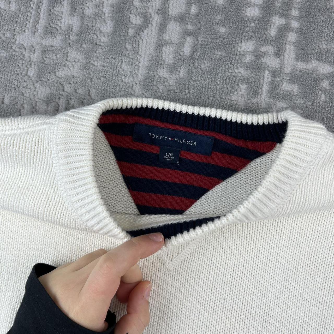 VINTAGE Y2K TOMMY HILFIGER CHUNKY ESSENTIAL KNITTED JUMPER WHITE