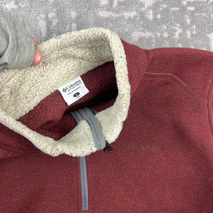 VINTAGE Y2K COLUMBIA QUARTER ZIP KNITTED JUMPER FLEECE BURGUNDY