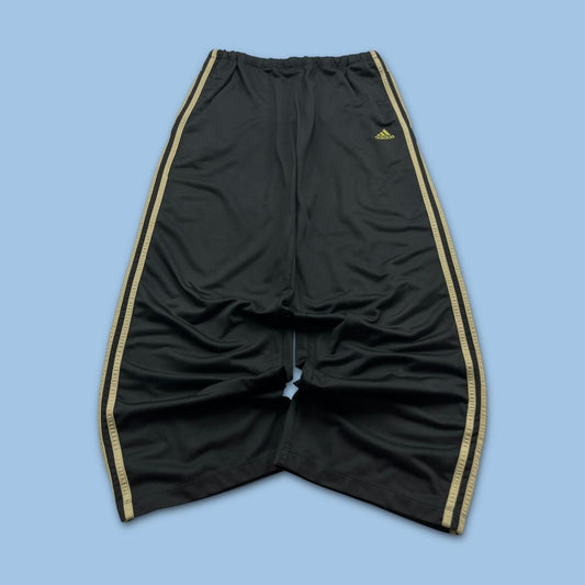 VINTAGE 90s ADIDAS SIDE STRIPE BAGGY TRACKSUIT BOTTOMS BLACK