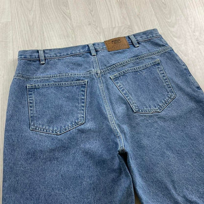 VINTAGE ROUTE 66 BAGGY LOOSE SKATER JORTS BLUE (38w)