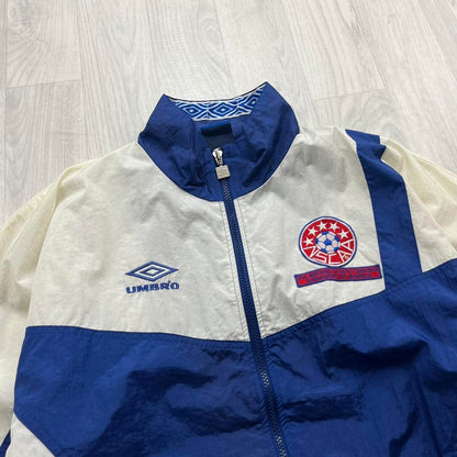 VINTAGE 90s UMBRO WINDBREAKER TRACK JACKET WHITE BLUE