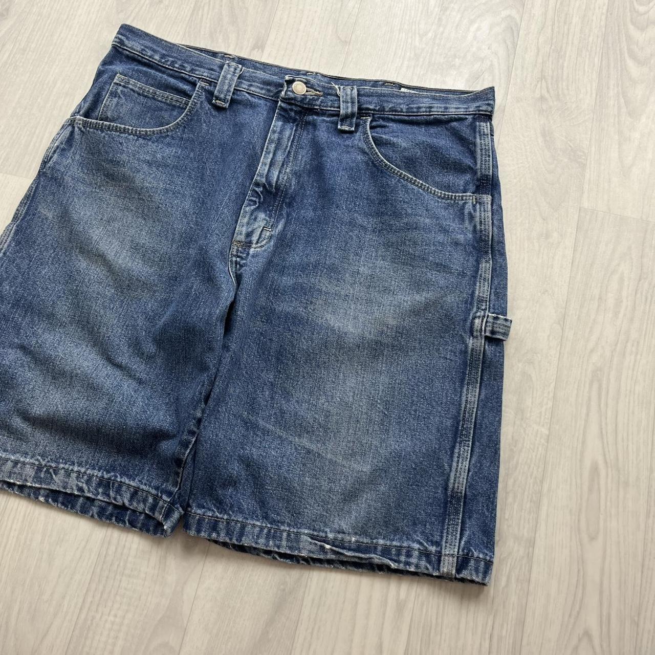 VINTAGE 00s WRANGLER BAGGY LOOSE CARPENTER JORTS NAVY BLUE