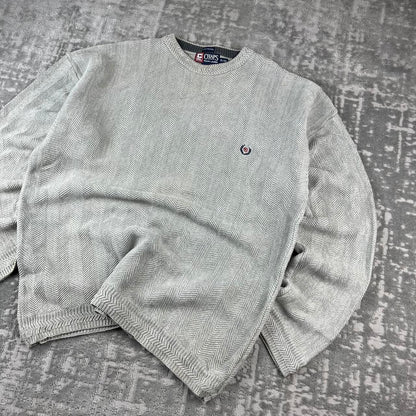 VINTAGE Y2K CHAPS RIBBED CHUNKY ESSENTIAL KNITTED JUMPER GREY