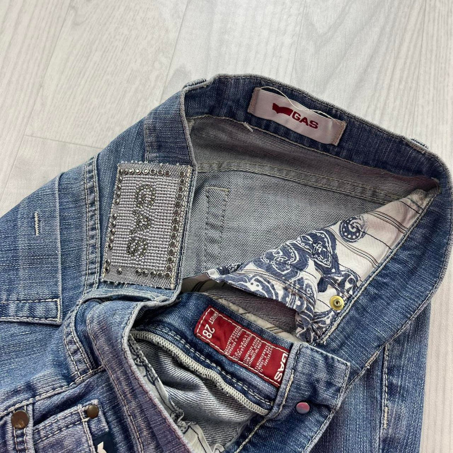 VINTAGE Y2K GAS LOW RISE SLIM BOOTCUT JEANS LIGHT BLUE
