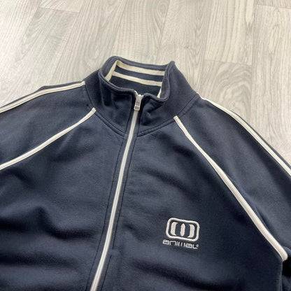 VINTAGE Y2K ANIMAL STRIPED ZIP SWEATSHIRT NAVY