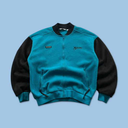 VINTAGE Y2K COLUMBIA MIAMI MARLINS ZIP UP FLEECE TURQUOISE BLACK