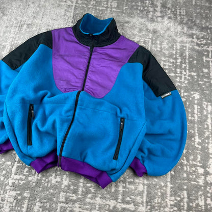 VINTAGE 90s MAMMUT PANELLED ZIP UP FLEECE BLUE PURPLE