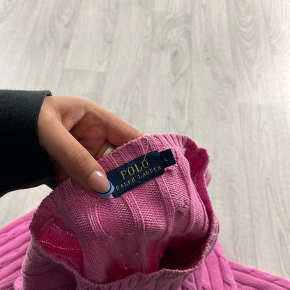 VINTAGE Y2K POLO RALPH LAUREN CHUNKY CABLE KNITTED JUMPER PINK