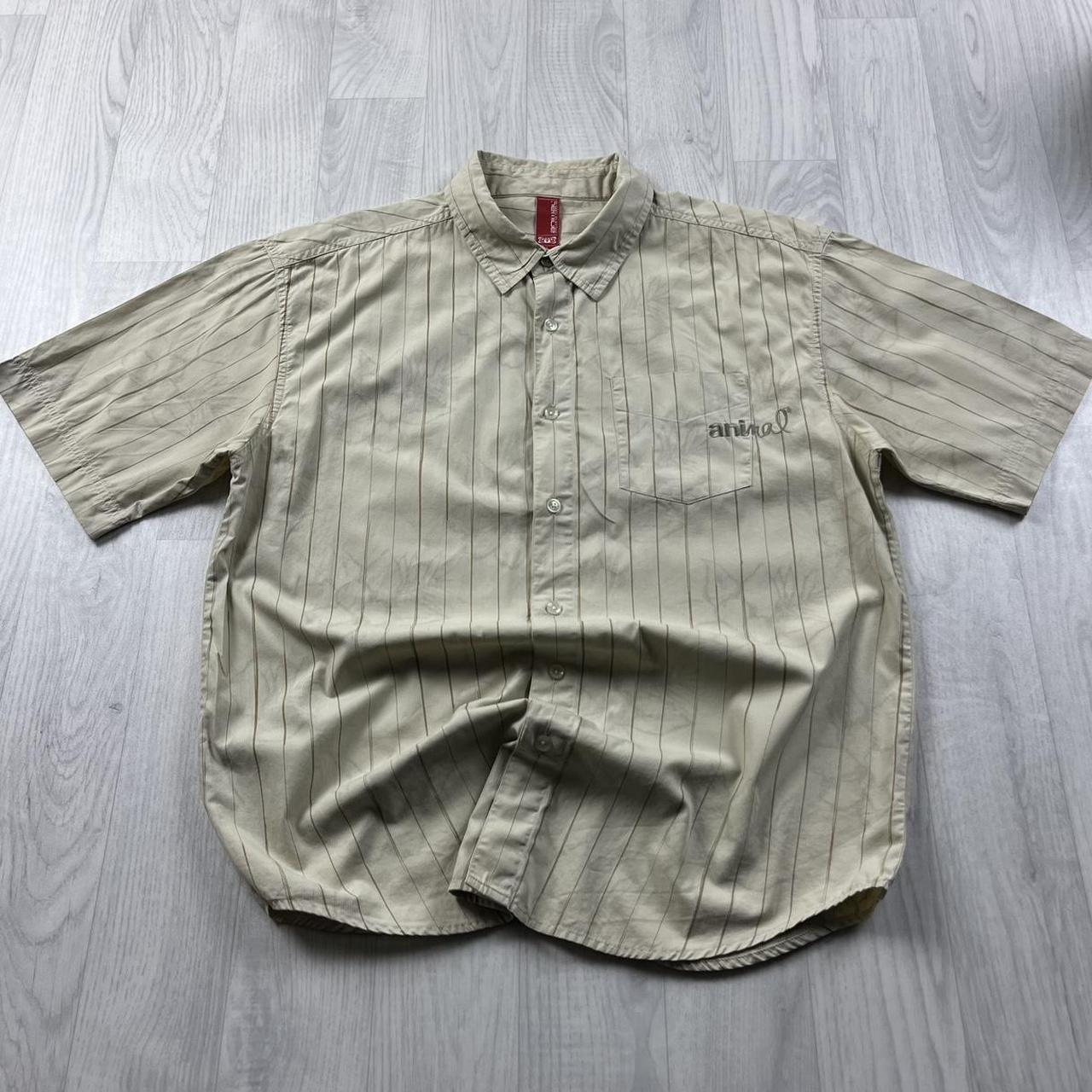 VINTAGE Y2K ANIMAL STRIPED SHORT SLEEVE SHIRT BEIGE