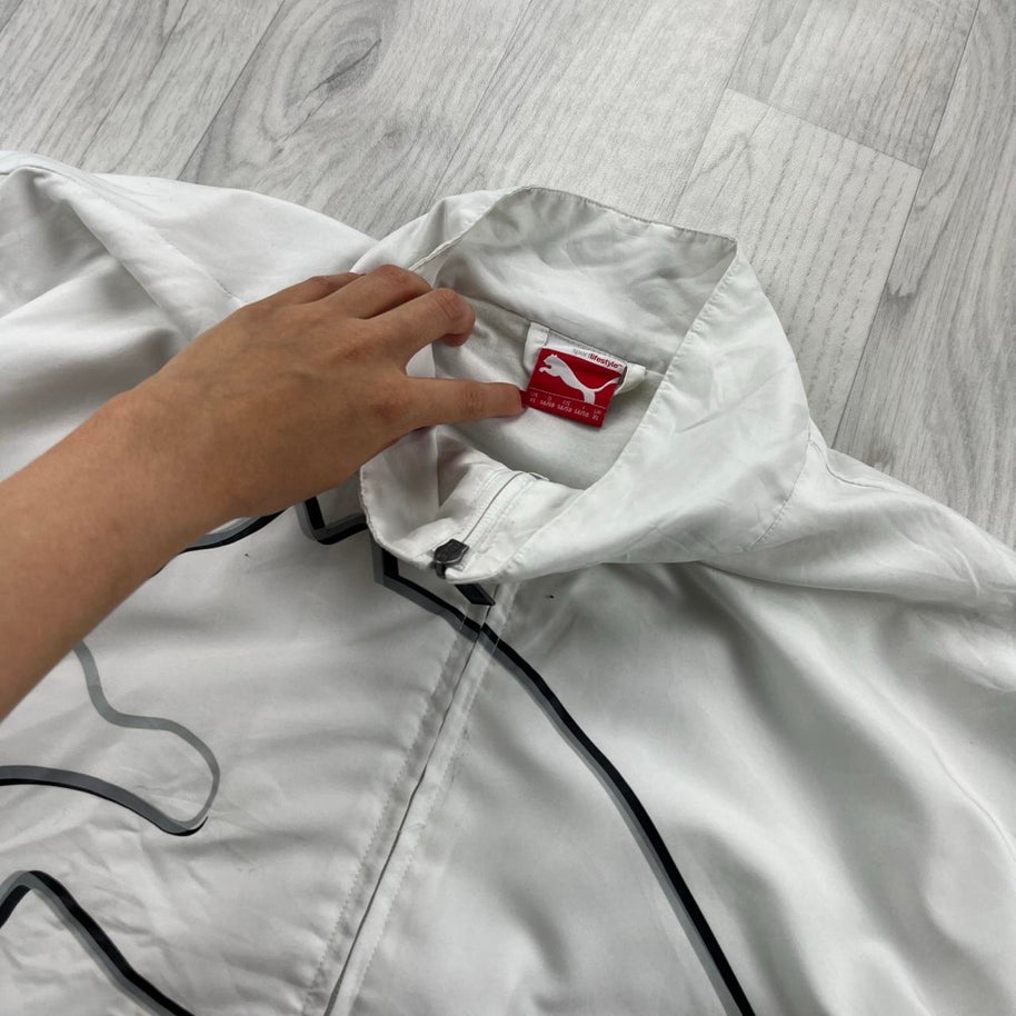 VINTAGE Y2K PUMA ZIP UP TRACK JACKET WHITE