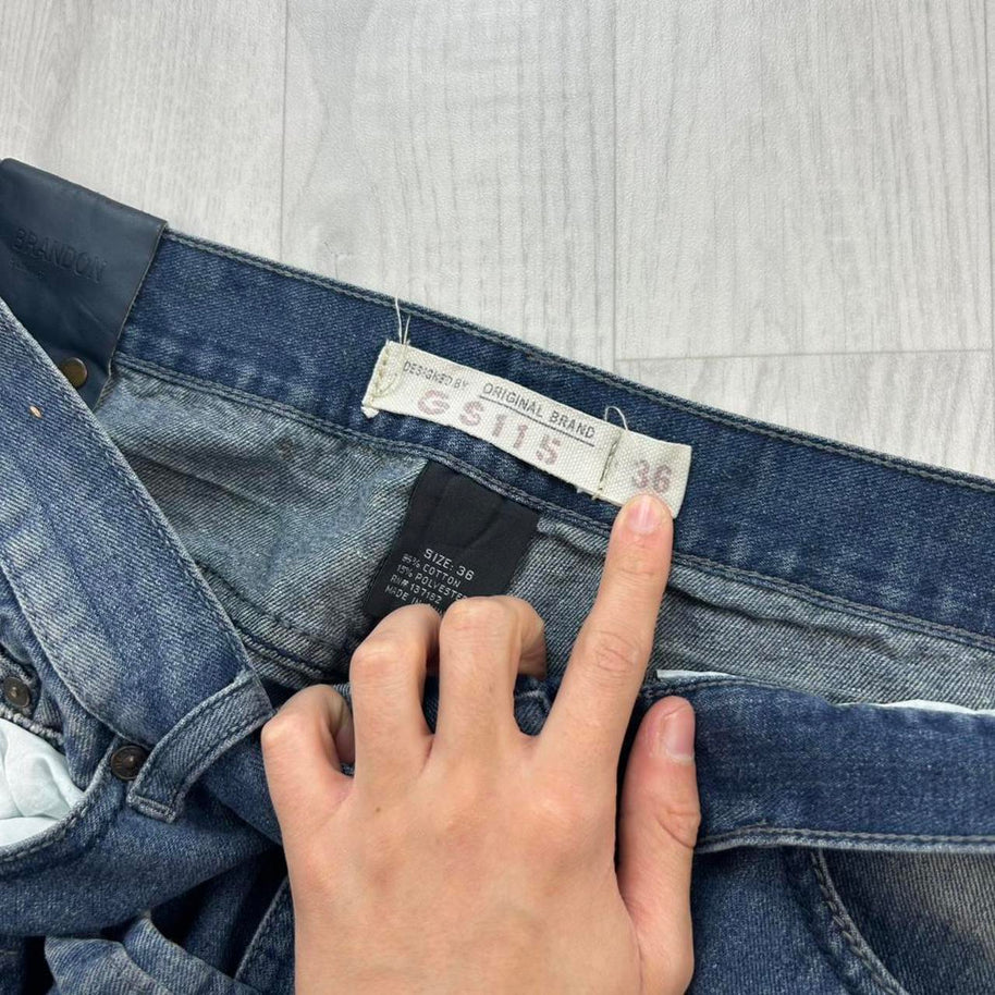VINTAGE Y2K BAGGY DISTRESSED JEANS NAVY BLUE