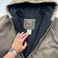 VINTAGE Y2K BERNE WORKWEAR ACTIVE HOODED BOMBER JACKET KHAKI