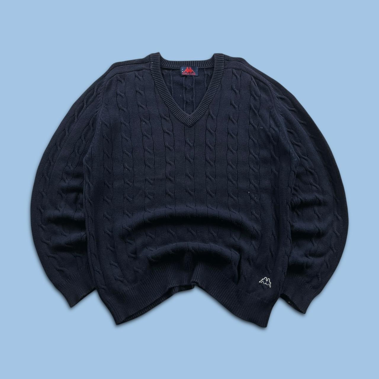 VINTAGE Y2K KAPPA CHUNKY CABLE KNITTED JUMPER NAVY