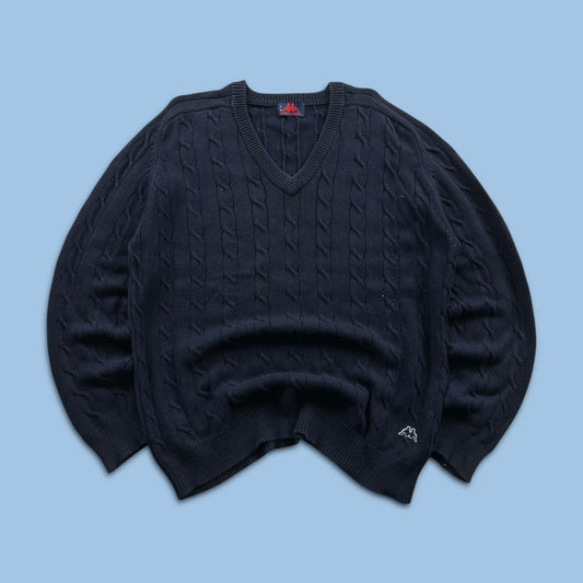 VINTAGE Y2K KAPPA CHUNKY CABLE KNITTED JUMPER NAVY