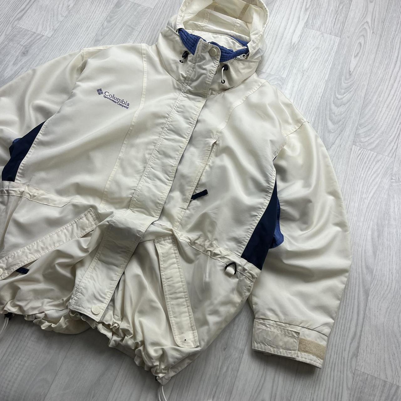VINTAGE 00s COLUMBIA TECHNICAL UTILITY HEAVY SKI JACKET CREAM