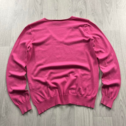 VINTAGE Y2K POLO RALPH LAUREN V NECK KNITTED JUMPER PINK