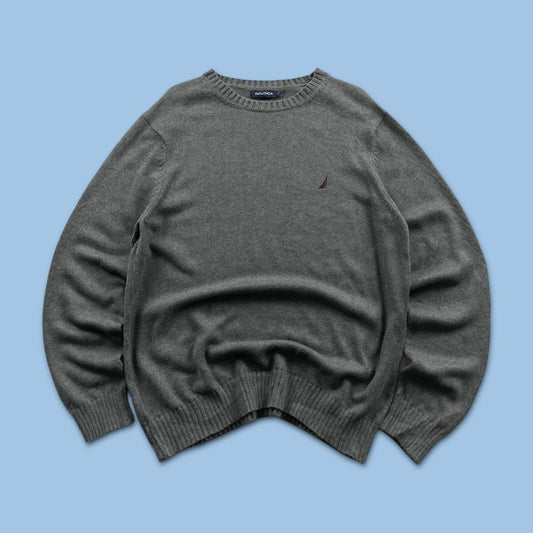 VINTAGE Y2K NAUTICA KNITTED JUMPER GREY