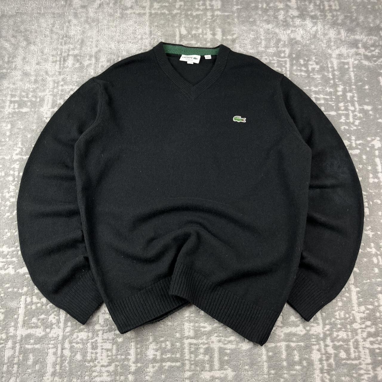 VINTAGE Y2K LACOSTE WOOL KNITTED JUMPER BLACK