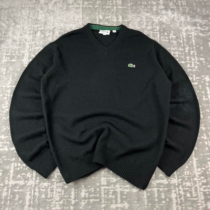 VINTAGE Y2K LACOSTE WOOL KNITTED JUMPER BLACK