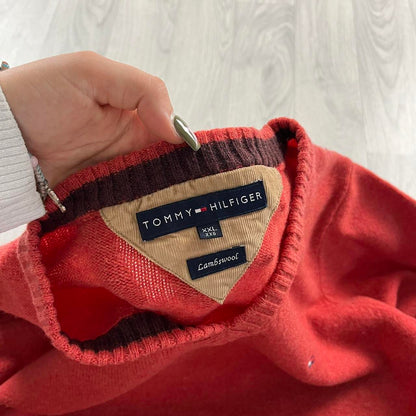 VINTAGE Y2K TOMMY HILFIGER CHUNKY KNITTED JUMPER RED