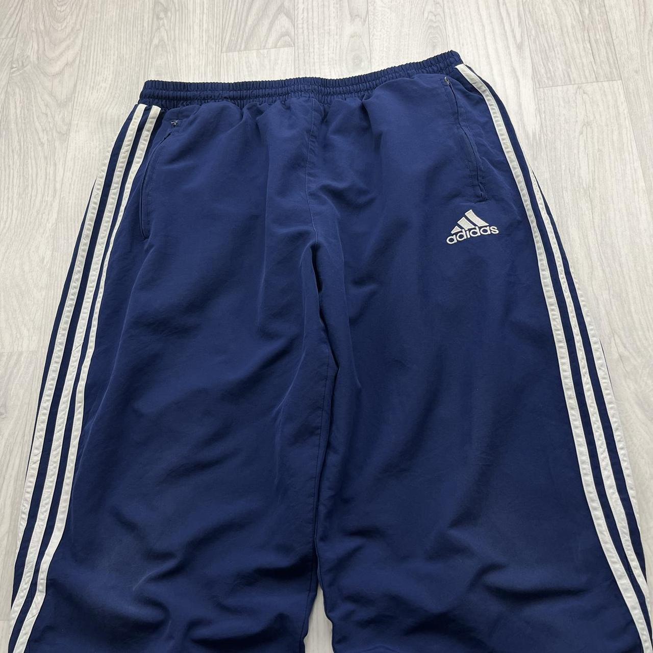 VINTAGE Y2K ADIDAS BAGGY TRACKSUIT BOTTOMS NAVY BLUE