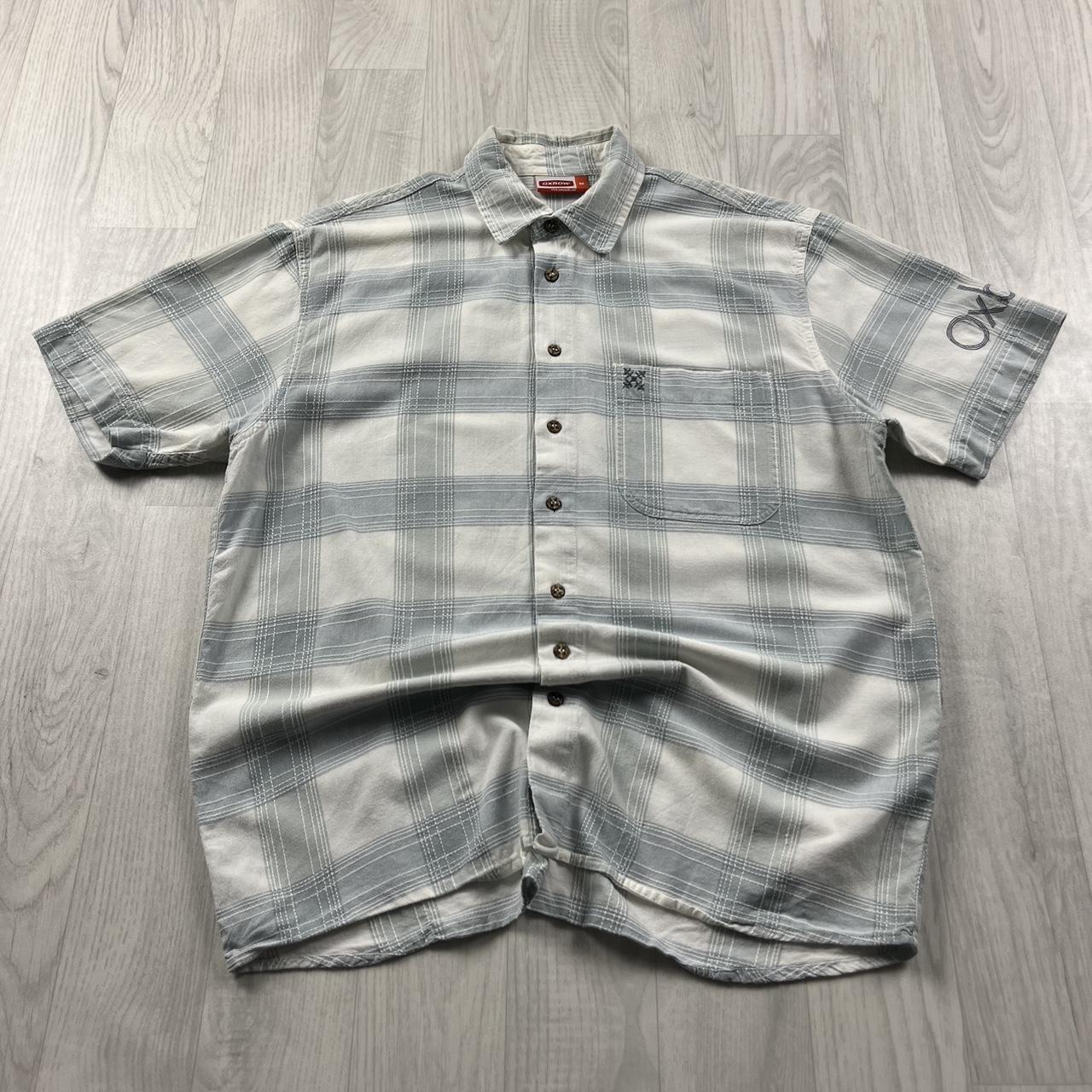VINTAGE Y2K OXBOW CHECKERED SHORT SLEEVE SHIRT WHITE BLUE