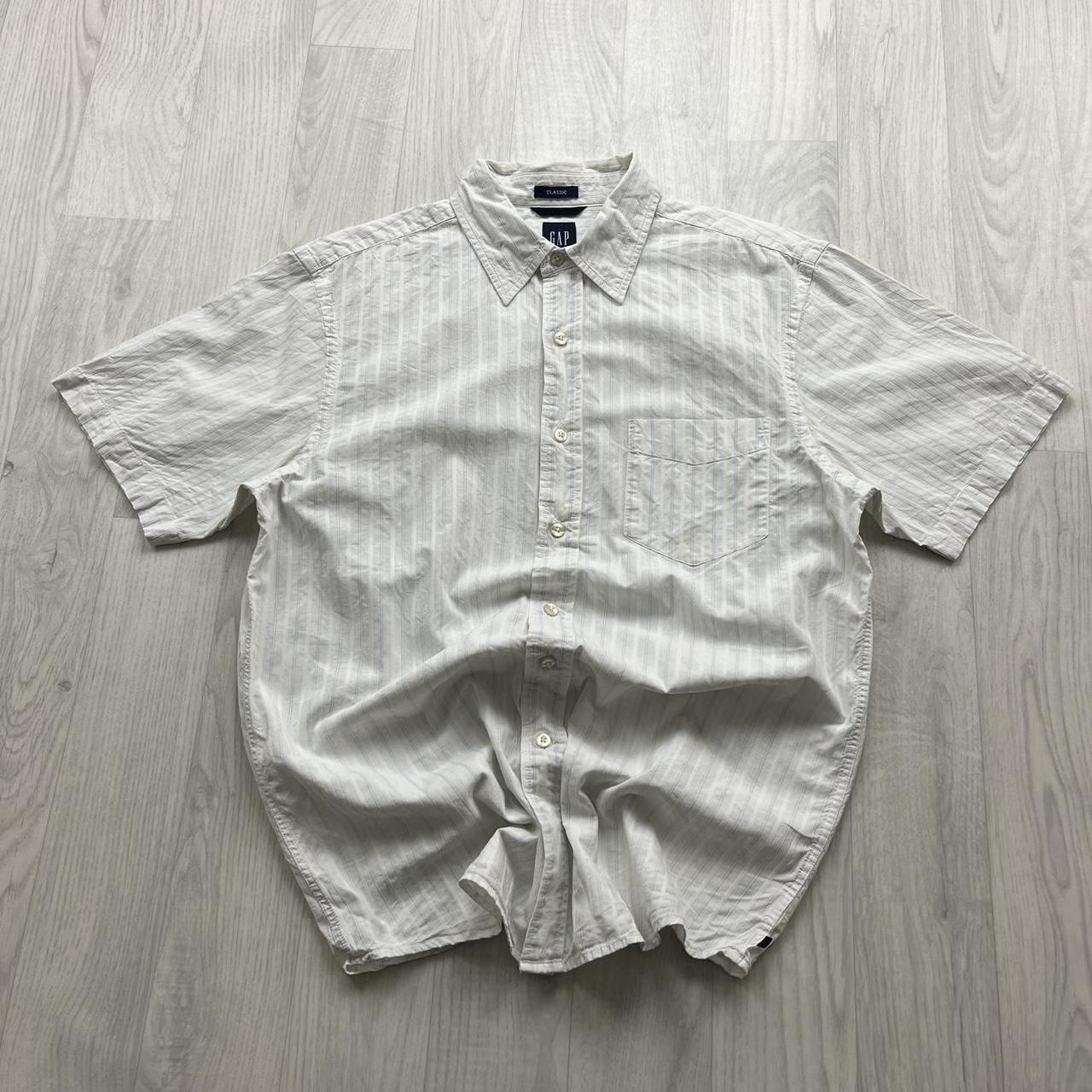 VINTAGE Y2K GAP SHORT SLEEVE STRIPED SHIRT WHITE