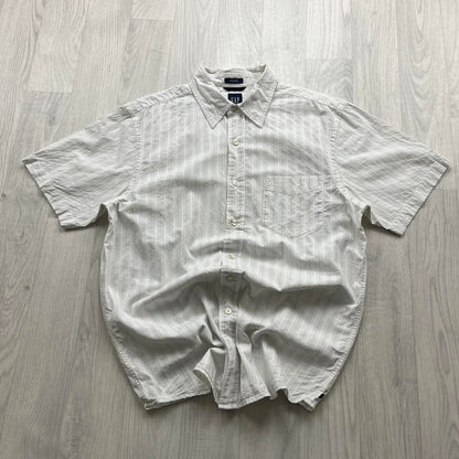 VINTAGE Y2K GAP SHORT SLEEVE STRIPED SHIRT WHITE