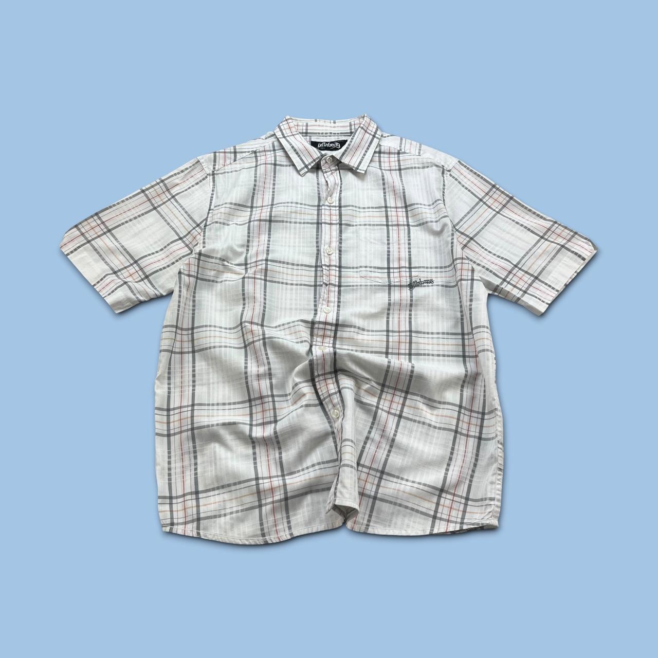 VINTAGE 00s BILLABONG GINGHAM CHECKERED SHORT SLEEVE BUTTON UP SHIRT WHITE