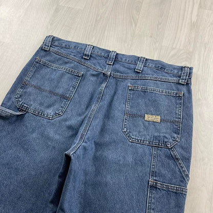VINTAGE WRANGLER BAGGY CARPENTER JORTS BLUE (38w)