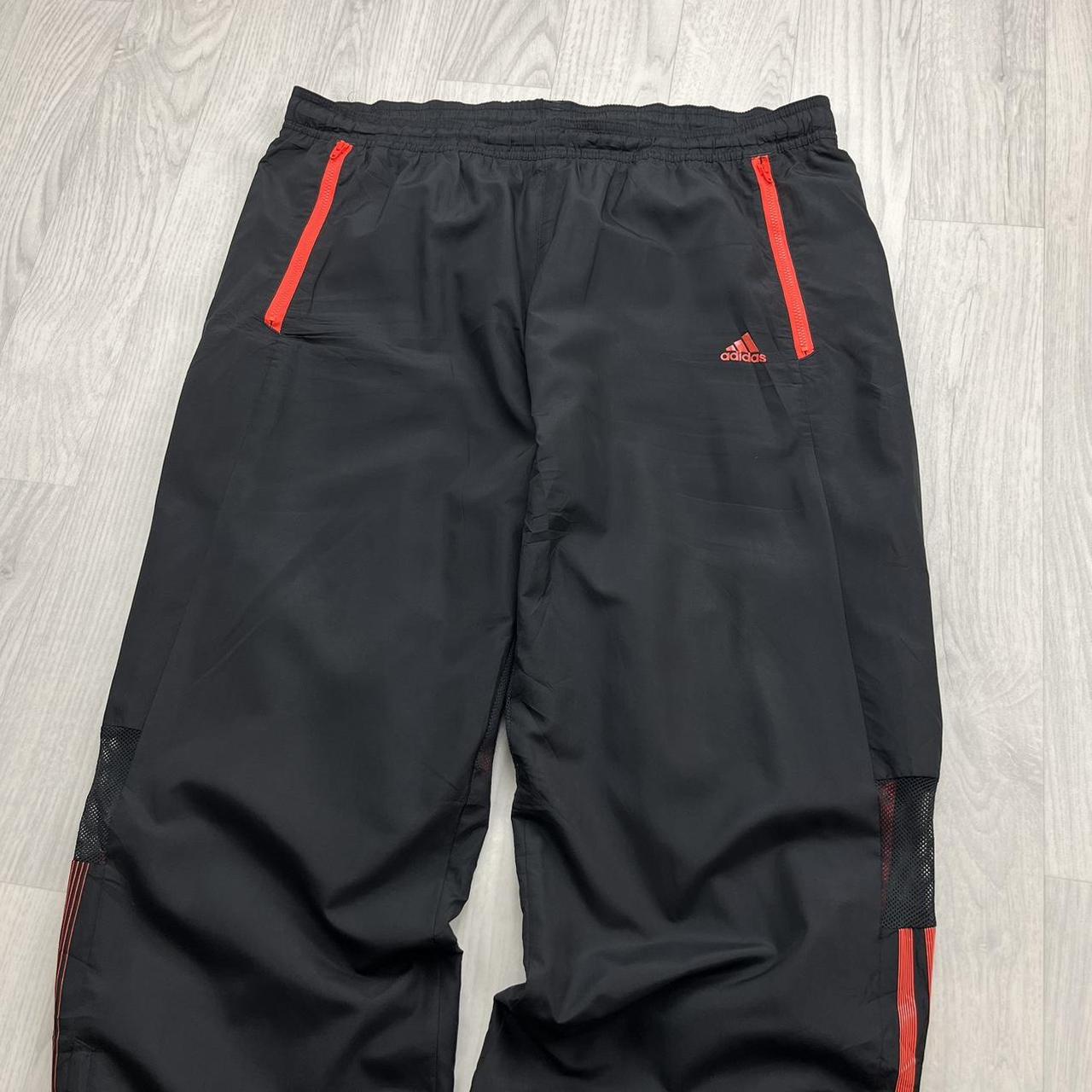 VINTAGE Y2K ADIDAS F50 BAGGY TRACKSUIT BOTTOMS BLACK / ORANGE