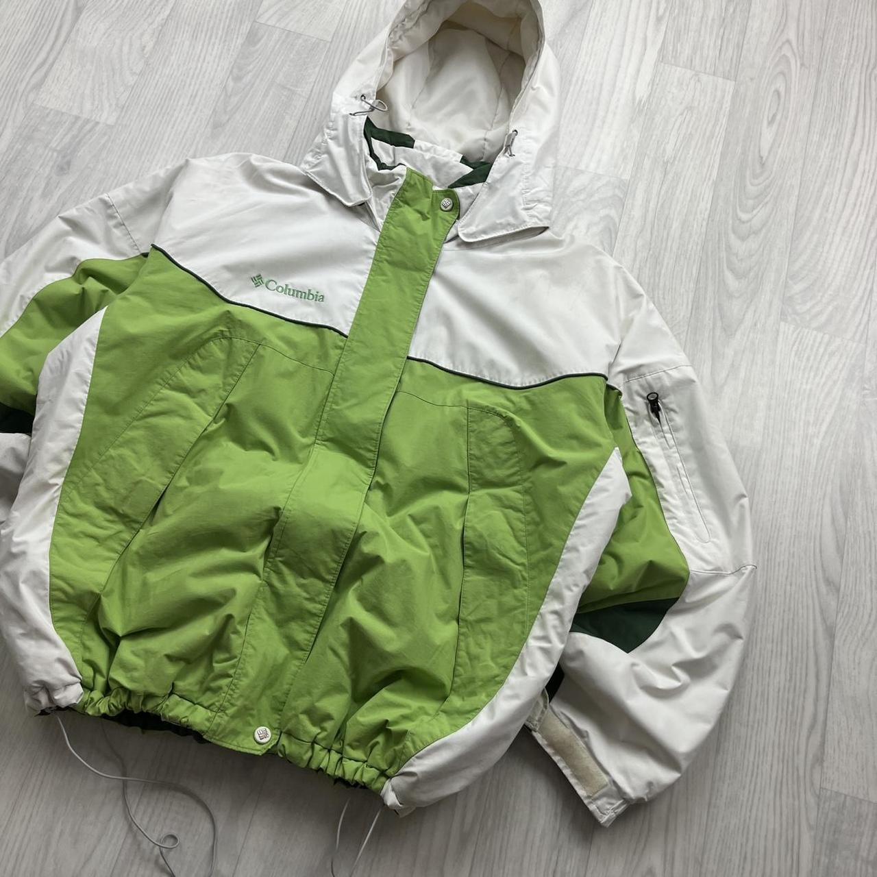 VINTAGE 00s COLUMBIA PANELLED TECHNICAL HOODED JACKET WHITE GREEN