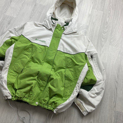 VINTAGE 00s COLUMBIA PANELLED TECHNICAL HOODED JACKET WHITE GREEN