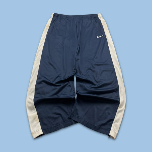 VINTAGE Y2K NIKE BASKETBALL BAGGY WIDE LEG TRACKSUIT BOTTOMS NAVY