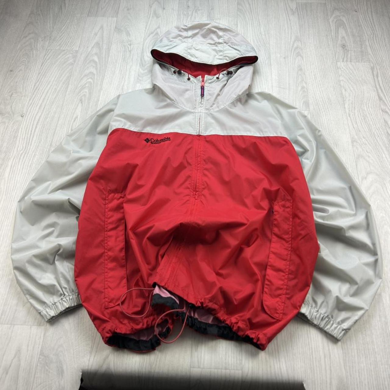 VINTAGE Y2K COLUMBIA TECHNICAL WINDBREAKER JACKET GREY / RED