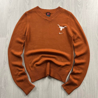 VINTAGE Y2K NIKE TEAM CHUNKY KNITTED JUMPER ORANGE