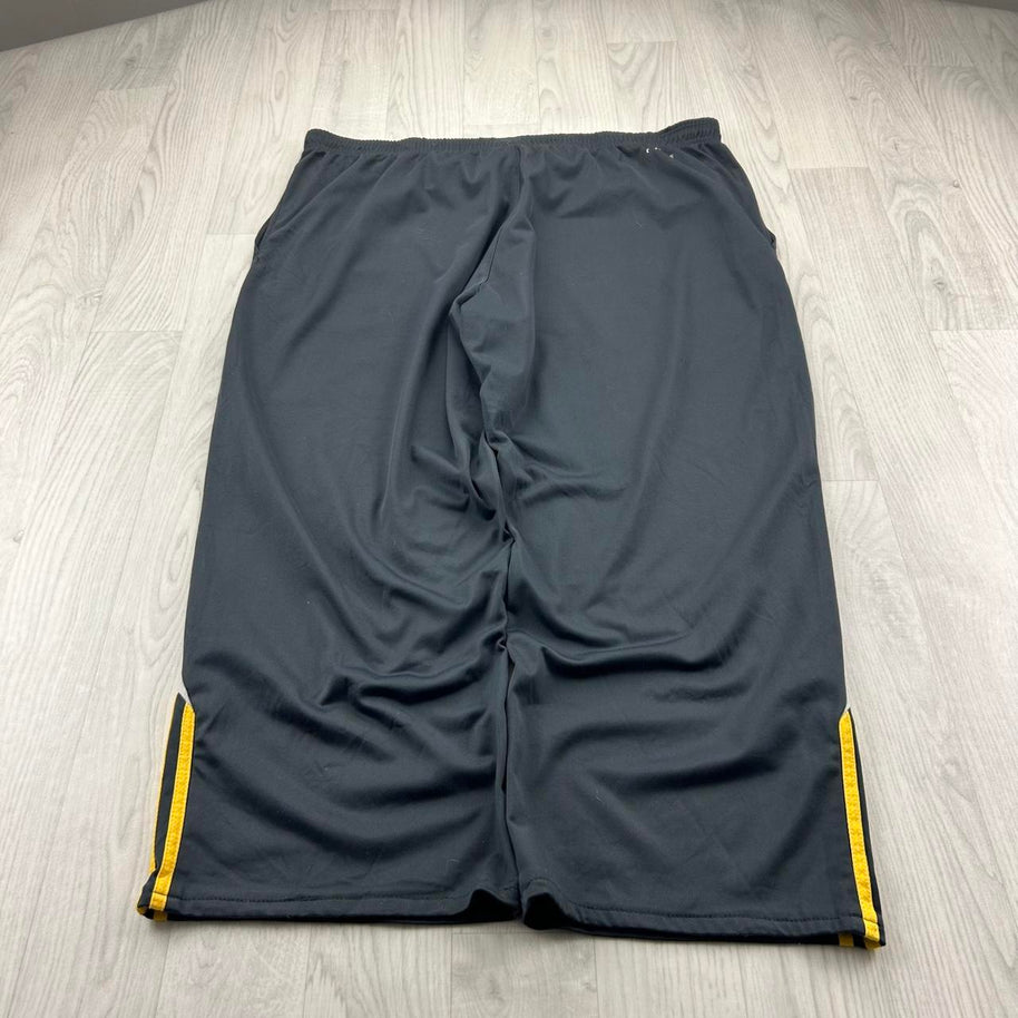 VINTAGE Y2K ADIDAS SIDE STRIPE WIDE LEG TRACKSUIT BOTTOMS CHARCOAL GREY