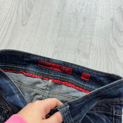 VINTAGE Y2K S OLIVER QS CATIE LOW RISE SLIM BOOTCUT JEANS NAVY BLUE