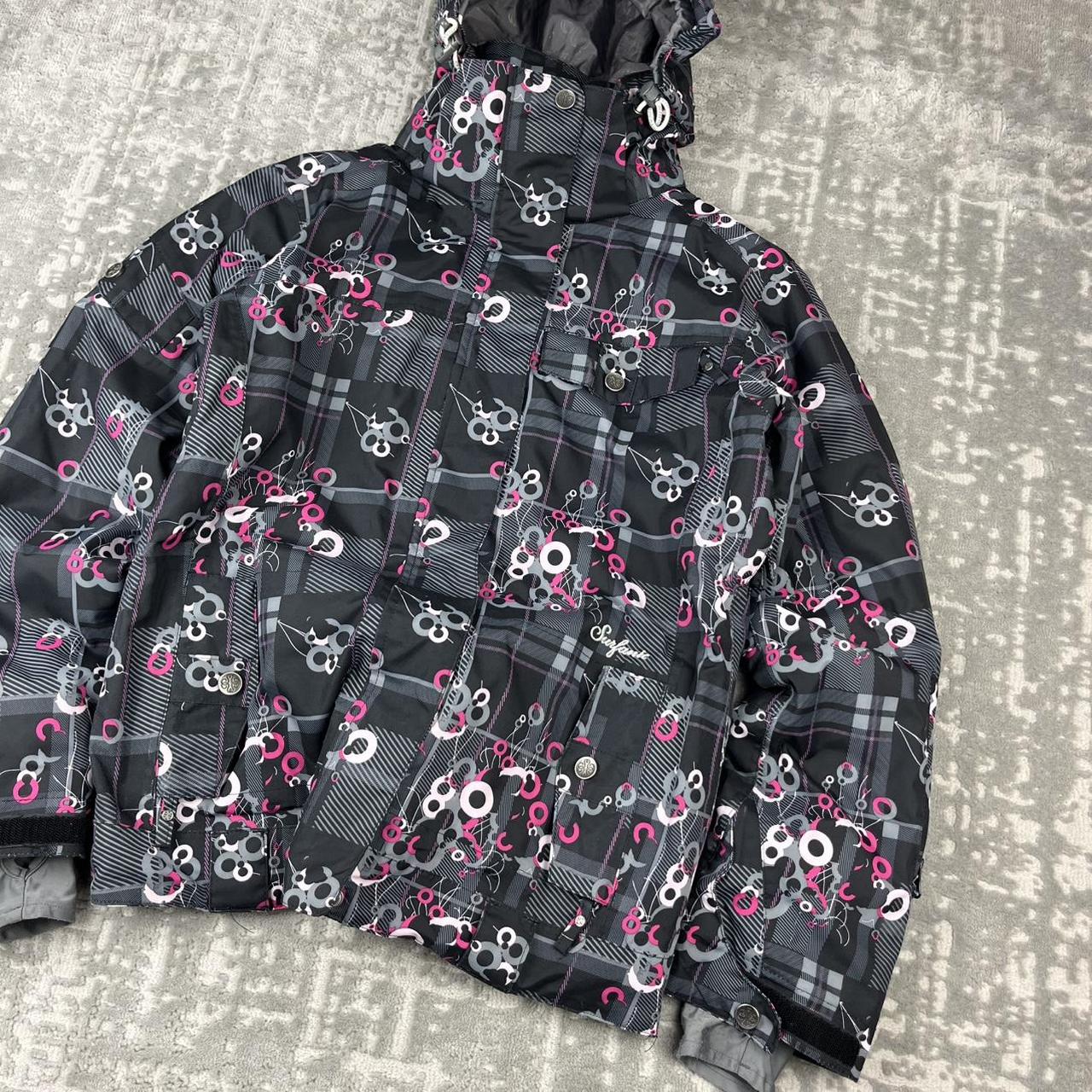 VINTAGE Y2K SURFANIC PLAID CHECKERED SKI JACKET BLACK